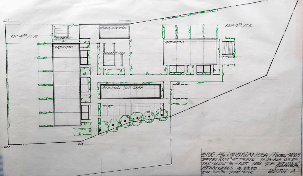 Rivitalojen pohjapiirros.