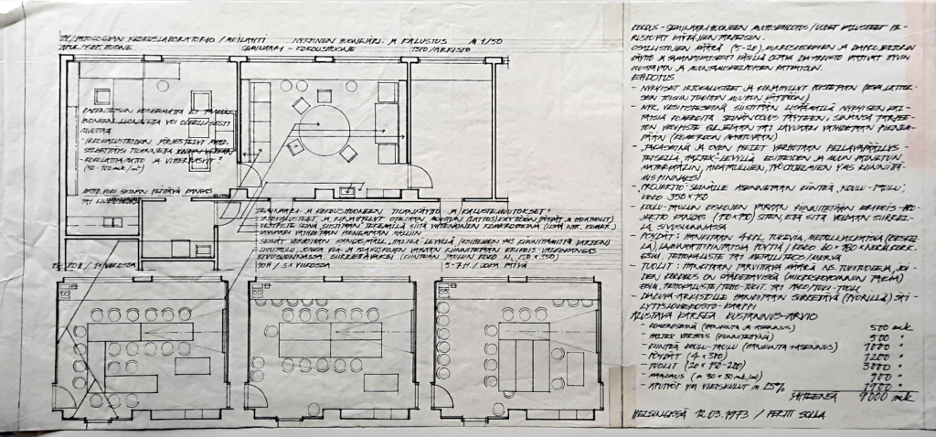 Pohjapiirroksessa näkyy kalusteiden paikkoja.
