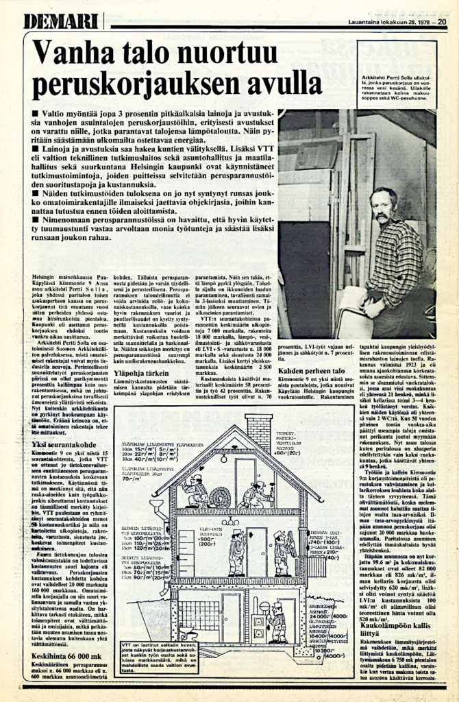 Lehtiartikkeli peruskorjauksesta.