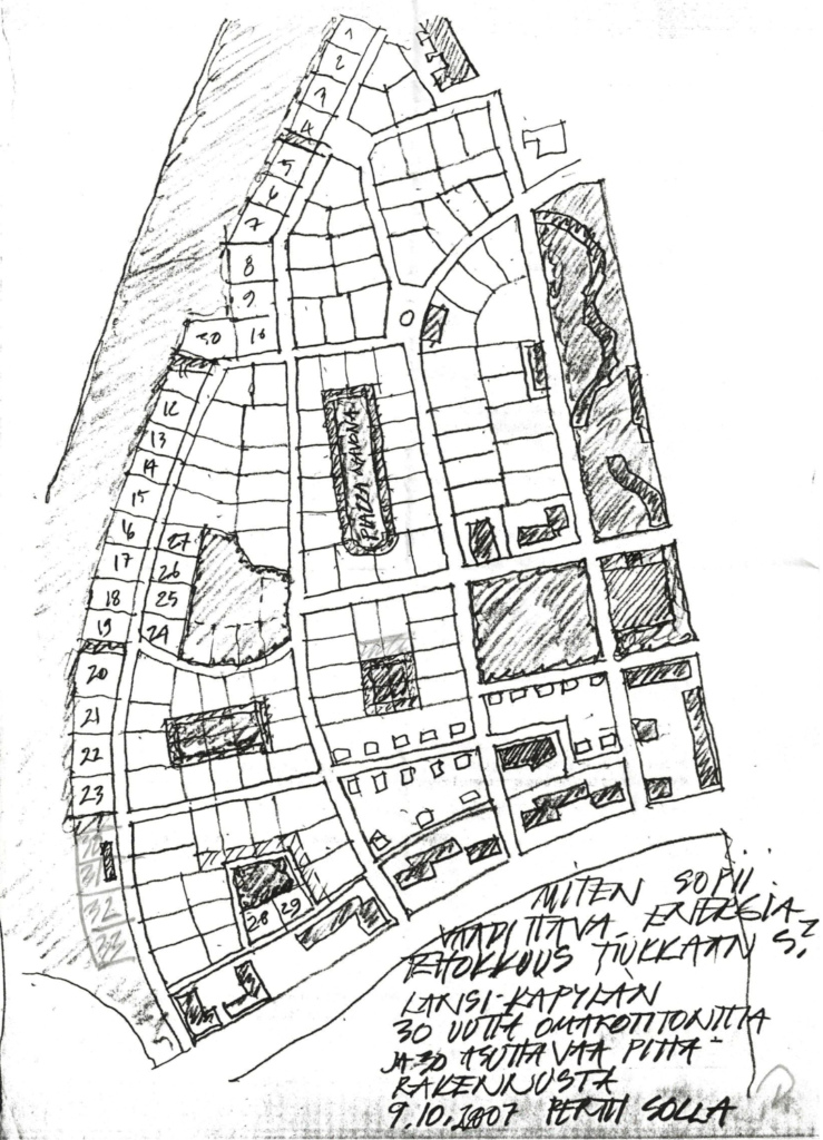 Asema piirros Länsi-Käpylän kortteleista.